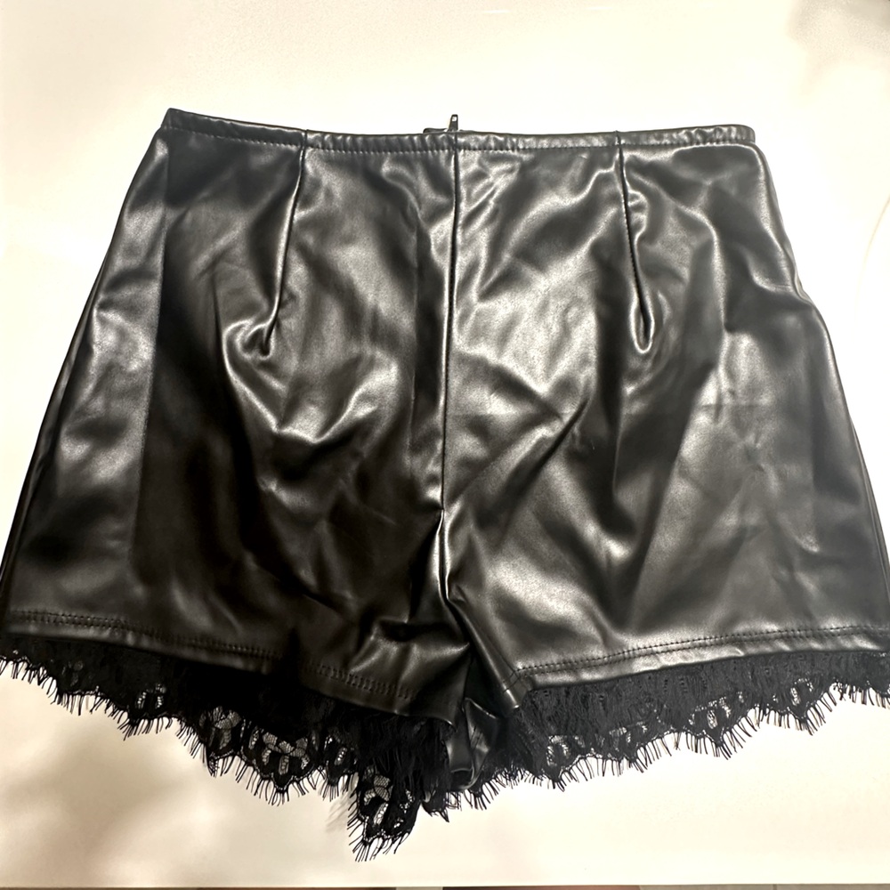 Windsor faux leather high rise shorts